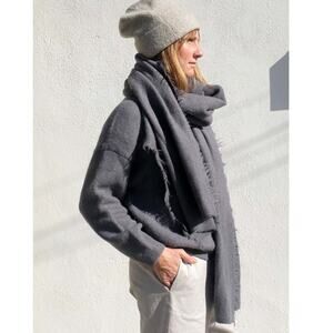 Lauren Manoogian Suri Fringe Scarf Steel Grey Gray 100% Suri Alpaca NWT